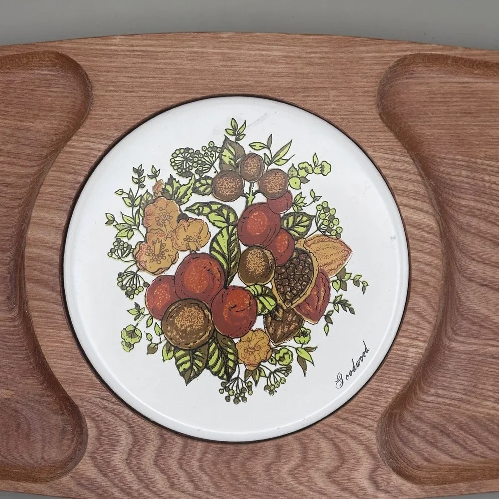 Goodwood Cheese Board Tray Vintage Teak Wood Ceramic Tile Fruit Mid Century